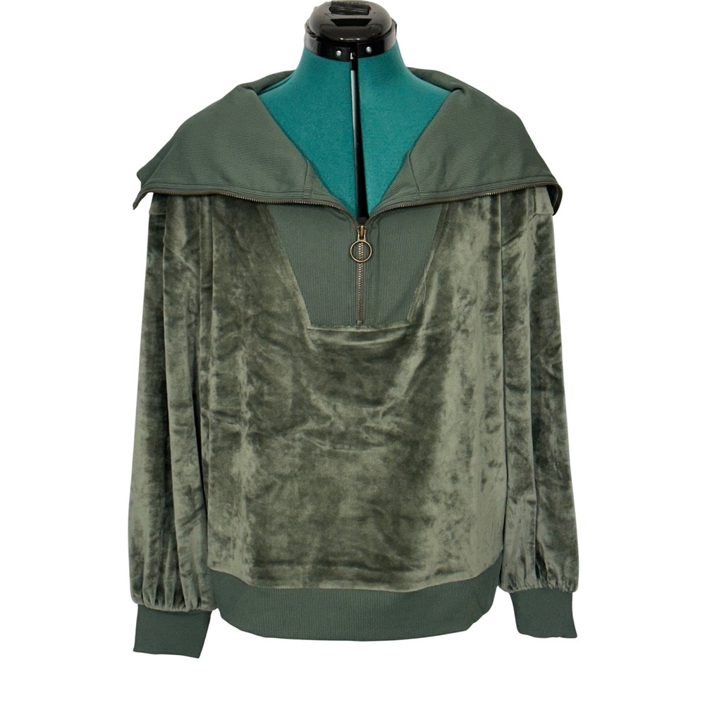 Summersalt Plush Velour Half-Zip Pullover Oversized Collar Medium Luxe
